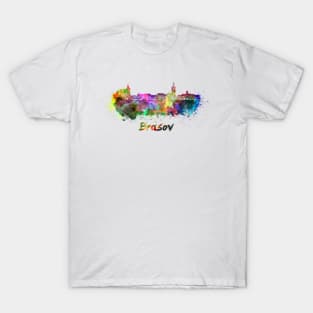 Brasov skyline in watercolor T-Shirt